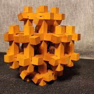 Arjeu Large Wooden Brain Teaser Wood Sculpture Puzzle Rare in Great Condition